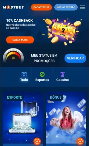 Sistema de bônus no aplicativo móvel Mostbet