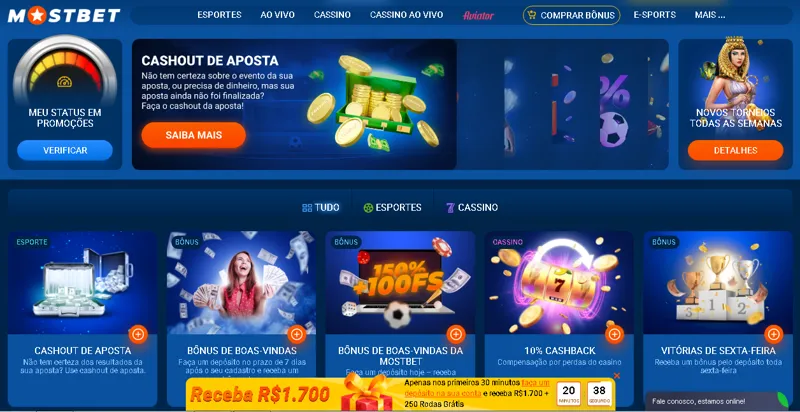 Sistema de bônus da Mostbet no Brasil