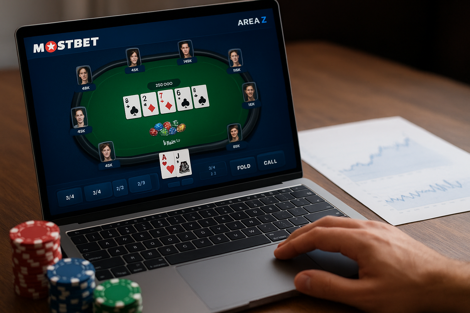 Modelagem visual de torneios de poker com a Mostbet